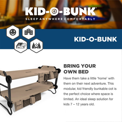 Disc - O - Bed Kid - O - Bunk Benchable Double Toddler Bed with Storage Organizers, Tan - Angler's Pro Tackle & Outdoors