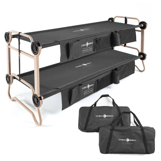 Disc - O - Bed Large Cam - O - Bunk Benchable Double Cot with Storage Organizers, Black - Angler's Pro Tackle & Outdoors