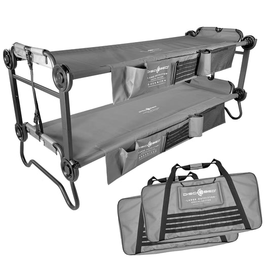 Disc - O - Bed Large Outfitter Bunk Benchable Double Cot w/ Storage Organizers, Gray - Angler's Pro Tackle & Outdoors