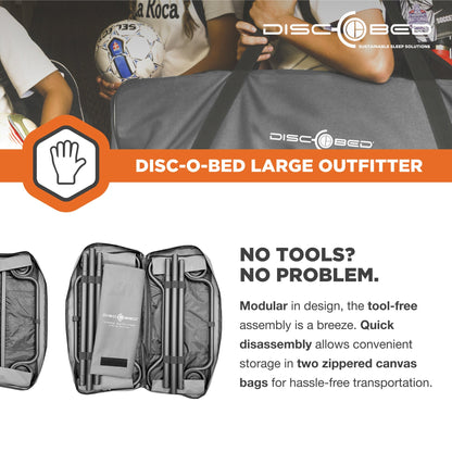 Disc - O - Bed Large Outfitter Bunk Benchable Double Cot w/ Storage Organizers, Gray - Angler's Pro Tackle & Outdoors