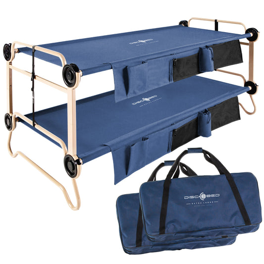 Disc - O - Bed X Large Cam - O - Bunk Benchable Double Cot with Storage Organizers, Navy - Angler's Pro Tackle & Outdoors