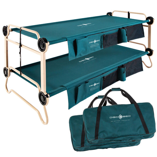 Disc - O - Bed XL Cam - O - Bunk Benchable Double Cot with Storage Organizers, Green - Angler's Pro Tackle & Outdoors