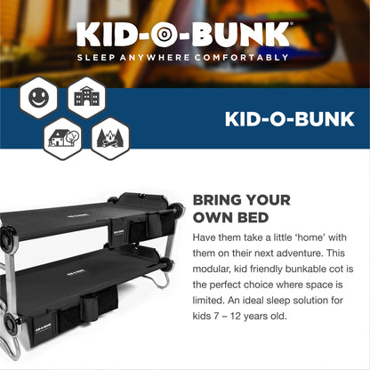 Disc - O - Bed Youth Kid - O - Bunk Benchable Double Cot with Storage Organizers, Black - Angler's Pro Tackle & Outdoors