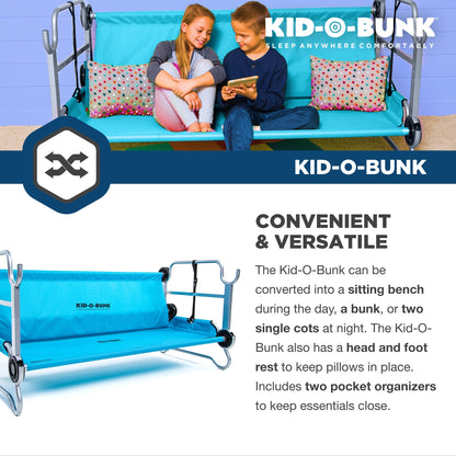 Disc - O - Bed Youth Kid - O - Bunk Benchable Double Cot with Storage Organizers, Teal - Angler's Pro Tackle & Outdoors