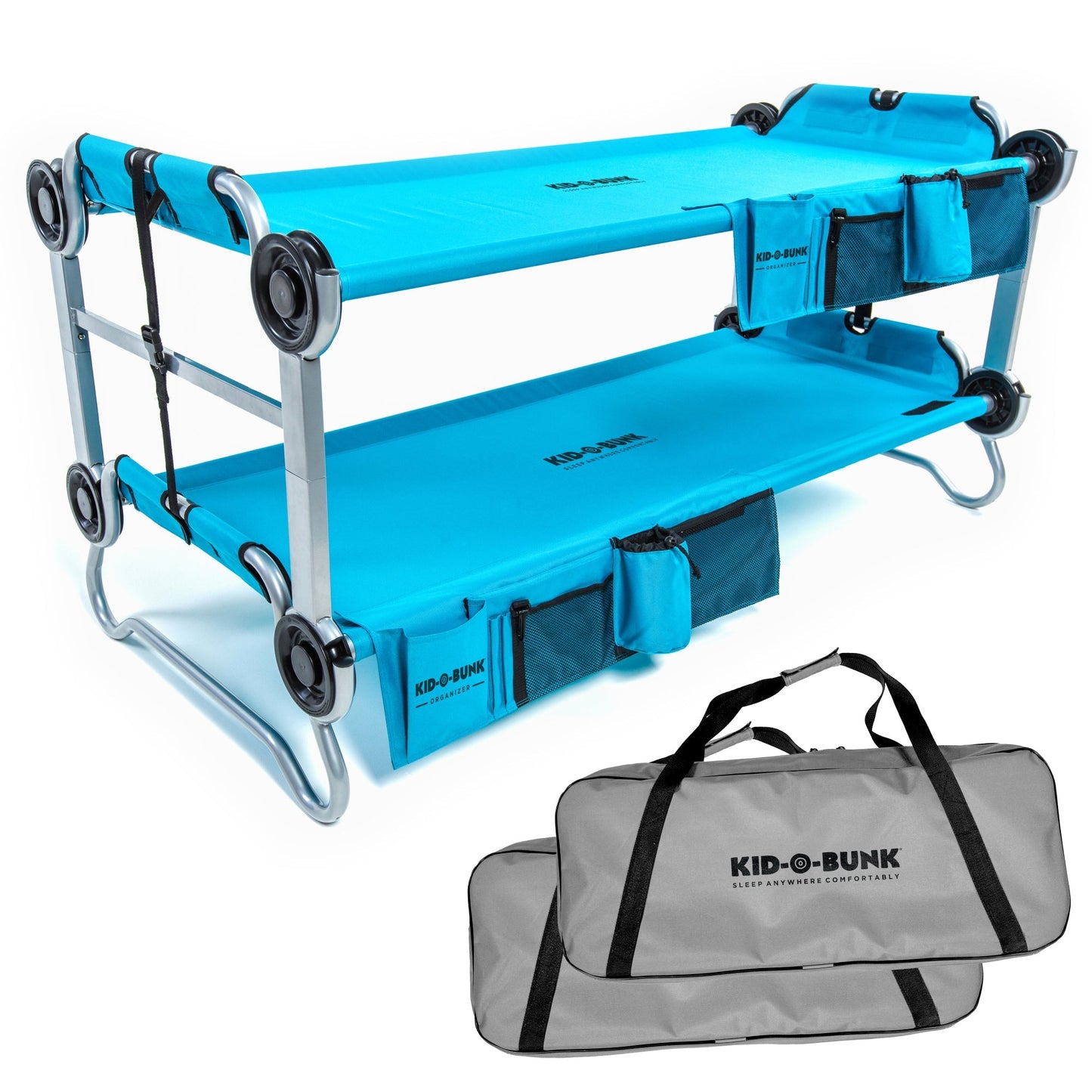 Disc - O - Bed Youth Kid - O - Bunk Benchable Double Cot with Storage Organizers, Teal - Angler's Pro Tackle & Outdoors