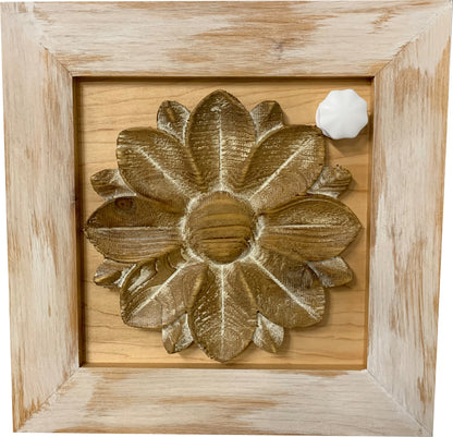 Bellewood Designs - Distressed Flower Concealed Gun Cabinet Wall Decor (White)