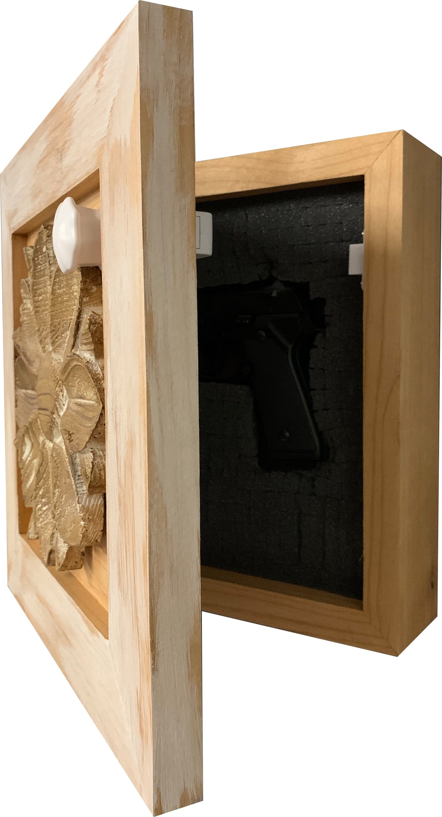 Bellewood Designs - Distressed Flower Concealed Gun Cabinet Wall Decor (White)