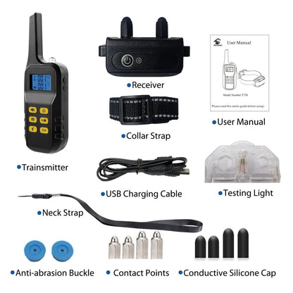 Pawious - Dog Training E-Collar T720 for Hunting - 3300ft Range, IPX68 Waterproof, LED Mode, 2 Dog Set