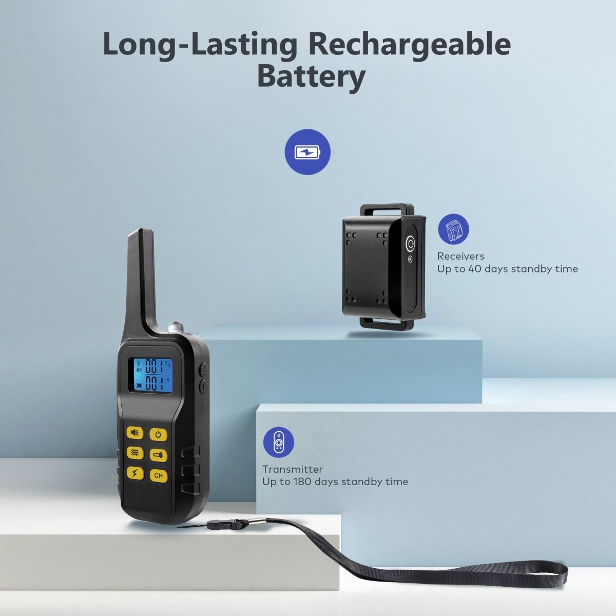 Pawious - Dog Training E-Collar T720 for Hunting - 3300ft Range, IPX68 Waterproof, LED Mode, 2 Dog Set