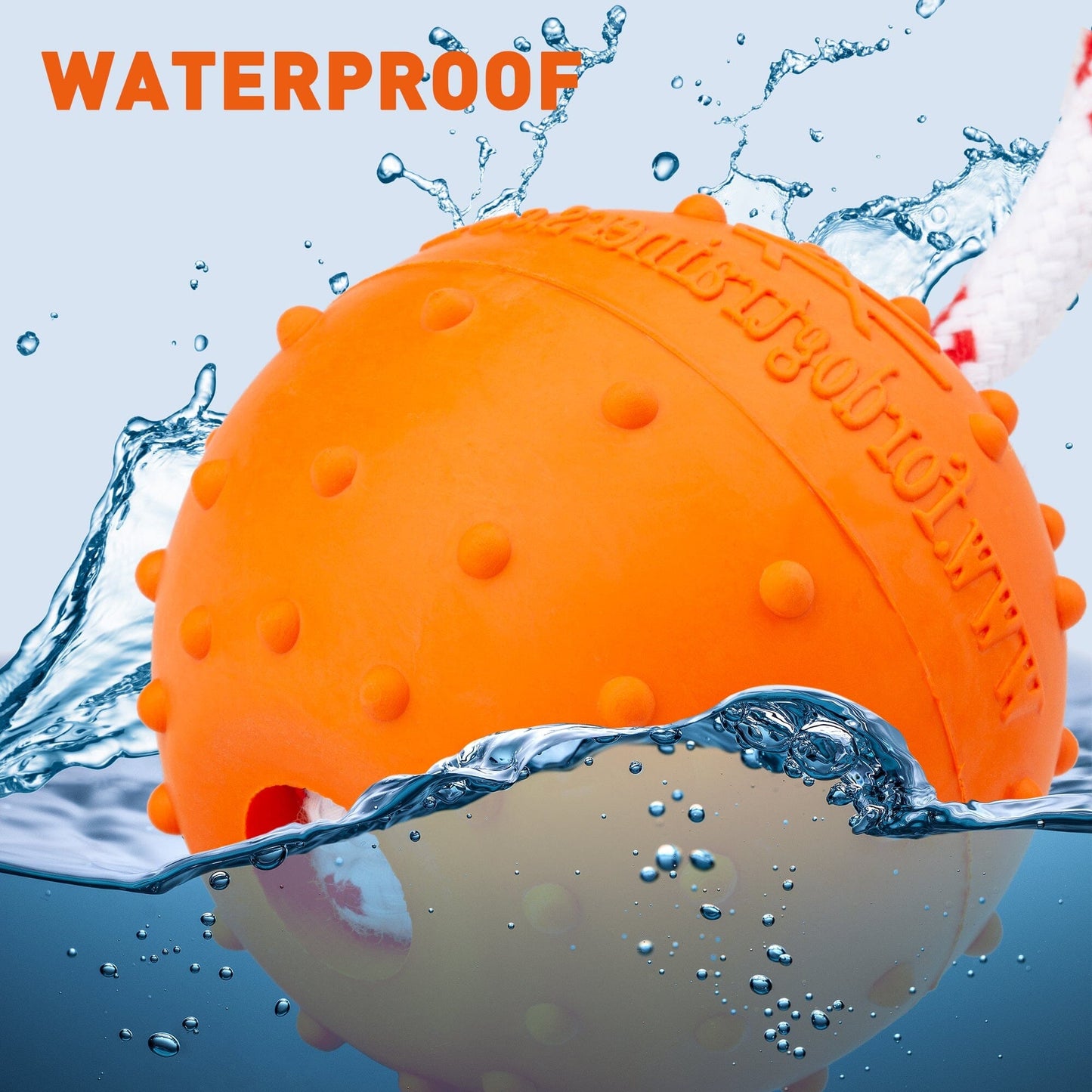 Dogline FDT Solid Rubber Dog Ball - Water Toy with Rope - Angler's Pro Tackle & Outdoors