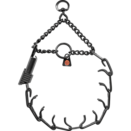 Dogline Herm Sprenger - ULTRA - PLUS Training Collar with Center - Plate, Assembly Chain, and ClicLock - Black Stainless Steel - Angler's Pro Tackle & Outdoors