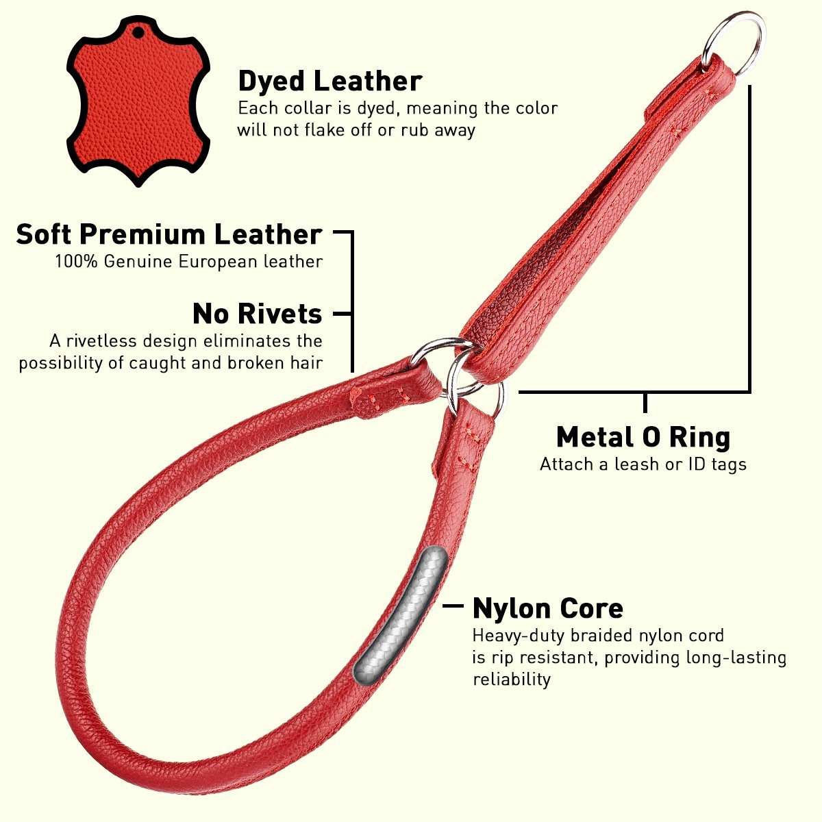 Dogline Soft Leather Round Martingale Collar - Angler's Pro Tackle & Outdoors