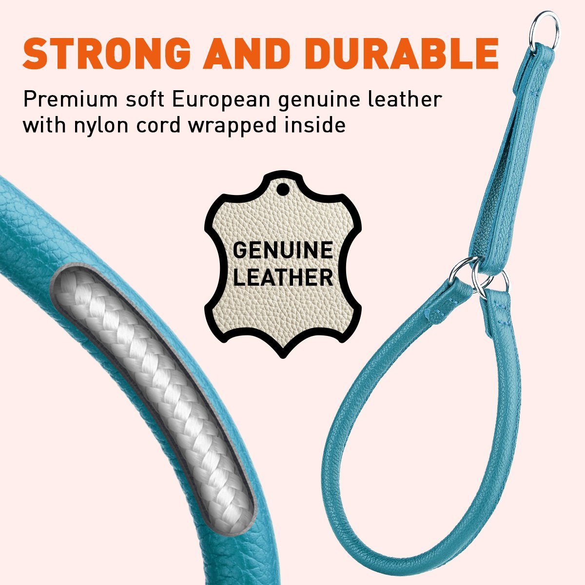 Dogline Soft Leather Round Martingale Collar - Angler's Pro Tackle & Outdoors