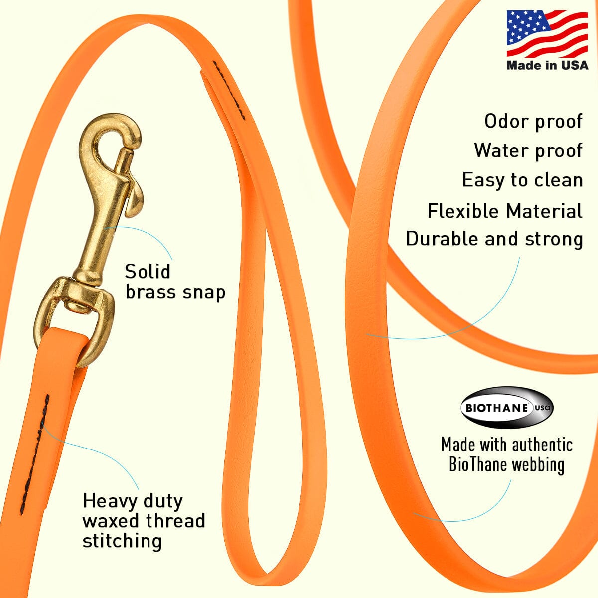 Dogline Viper Biothane Long Line 20 ft Lead with Brass Hardware - Angler's Pro Tackle & Outdoors