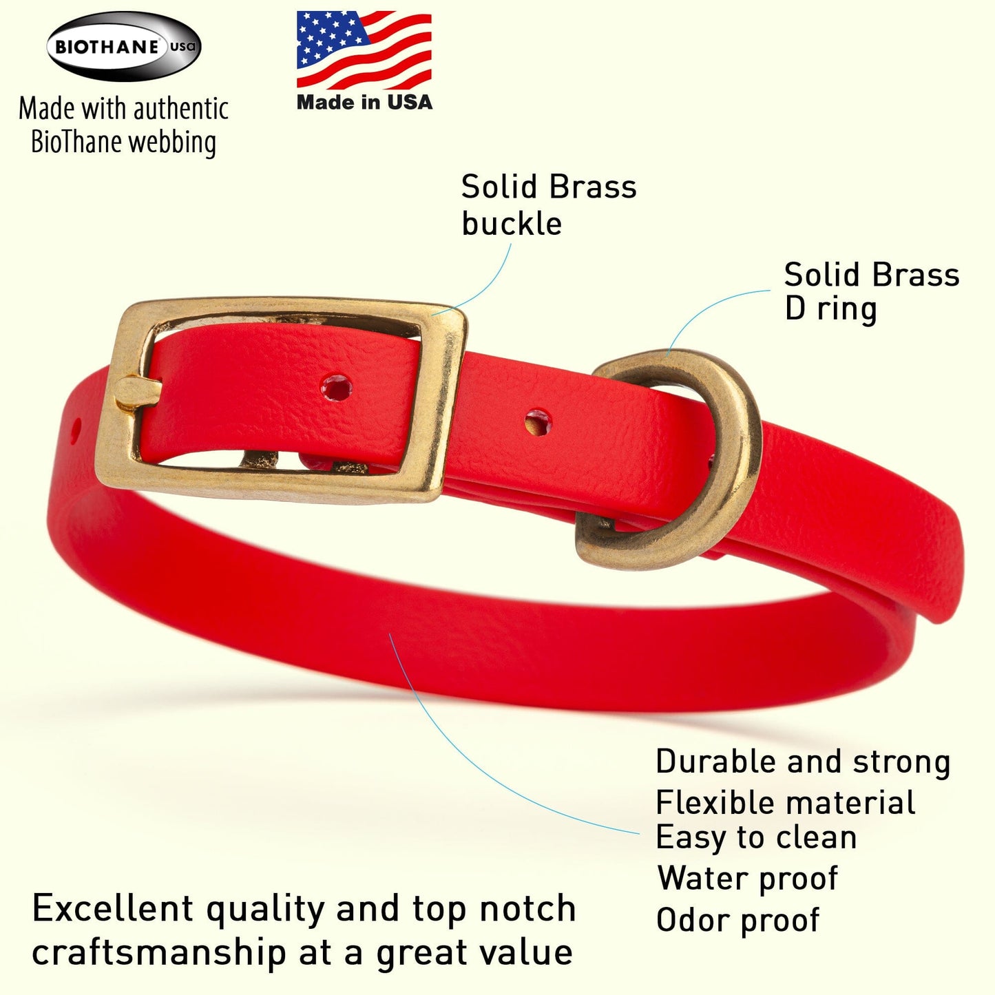 Dogline Viper Biothane Waterproof Dog Collar - Brass Hardware - Size XS (9" - 12") - Angler's Pro Tackle & Outdoors