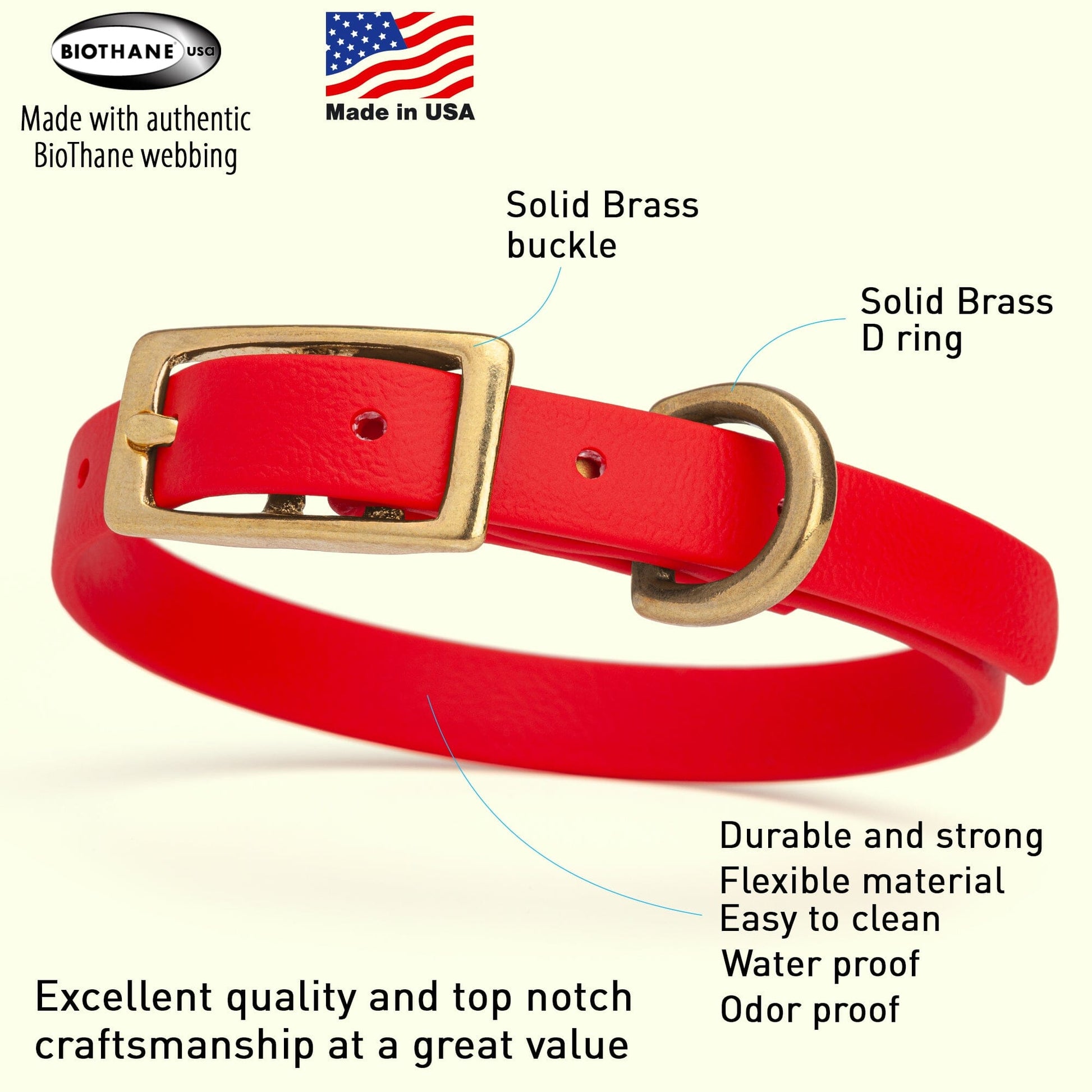 Dogline Viper Biothane Waterproof Dog Collar - Brass Hardware - Size XS (9" - 12") - Angler's Pro Tackle & Outdoors