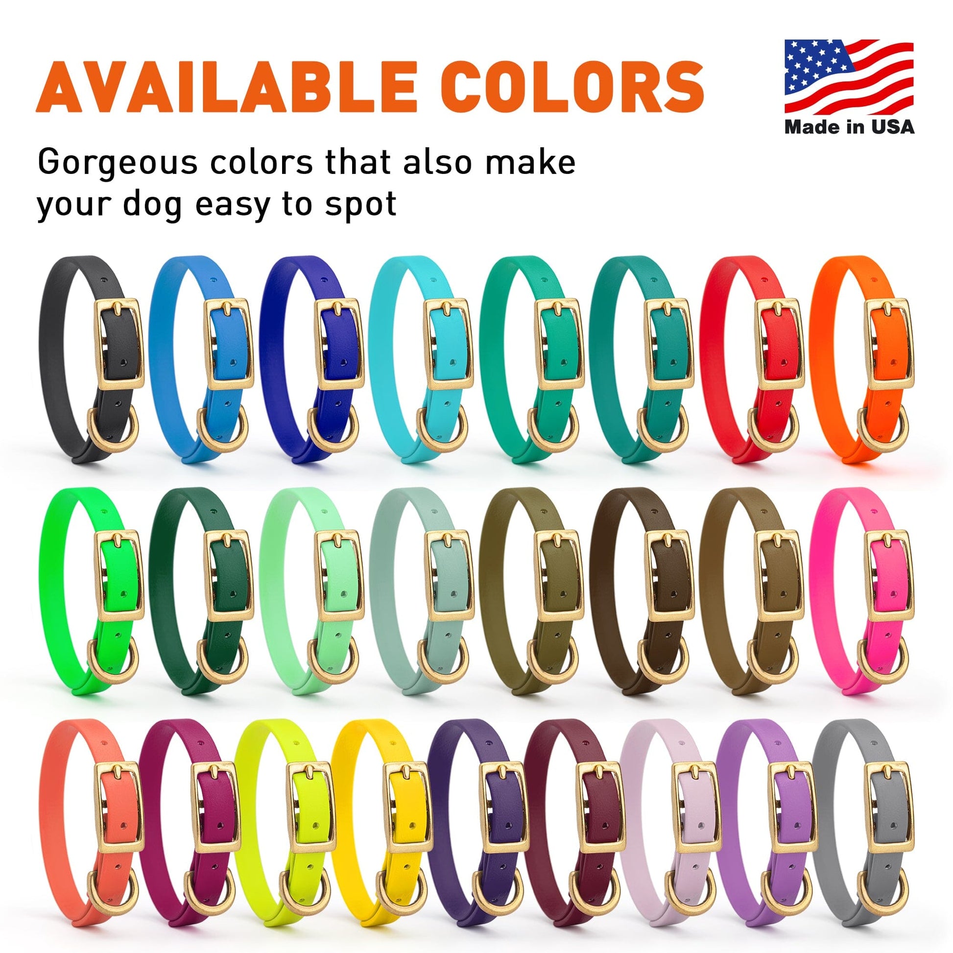 Dogline Viper Biothane Waterproof Dog Collar - Brass Hardware - Size XS (9" - 12") - Angler's Pro Tackle & Outdoors