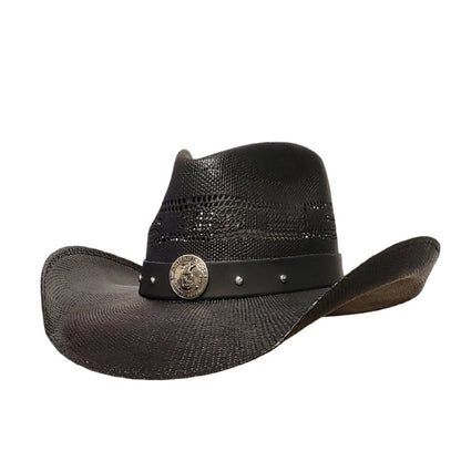 Gone Country DON'T TREAD ON ME BLACK SHANTUNG STRAW