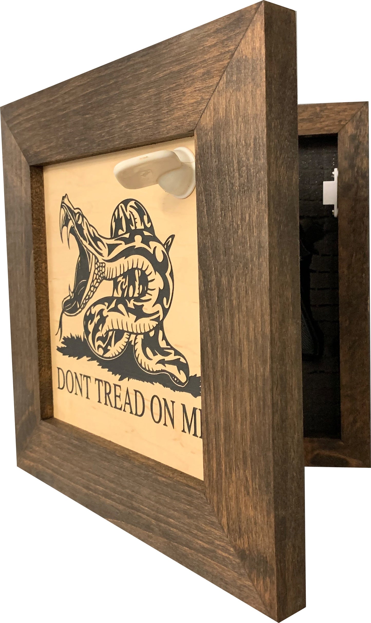 Bellewood Designs - Second Amendment Hidden Gun Safe, 2nd Amendment DONT TREAD ON ME Concealment Shelf