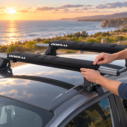 DORSAL Roof Rack Crossbar Folding Pads Lightweight Anti-Vibration - Pack of 2 for Kayak Canoe Surfboard Paddle Board SUP Snow Board