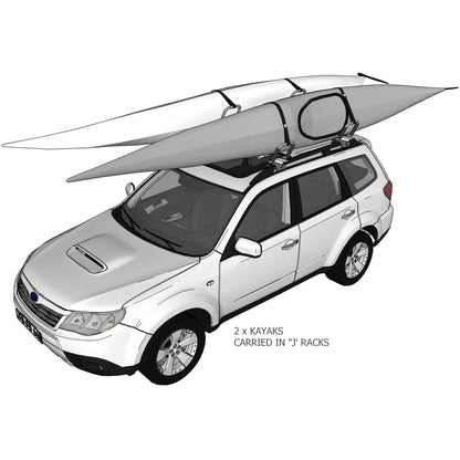 DORSAL Kayak Rack Set 2Pcs J - Bar Rack for Canoe SUP Board Boat On Roof Top Mount Crossbars - Angler's Pro Tackle & Outdoors