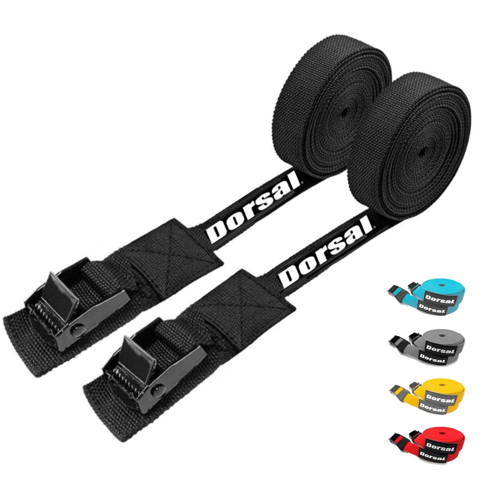 Dorsal Tie Down Straps for Roof Rack Pads Crossbars - Pack of 2 holds Surfboards Kayaks Canoes Paddleboards - Angler's Pro Tackle & Outdoors