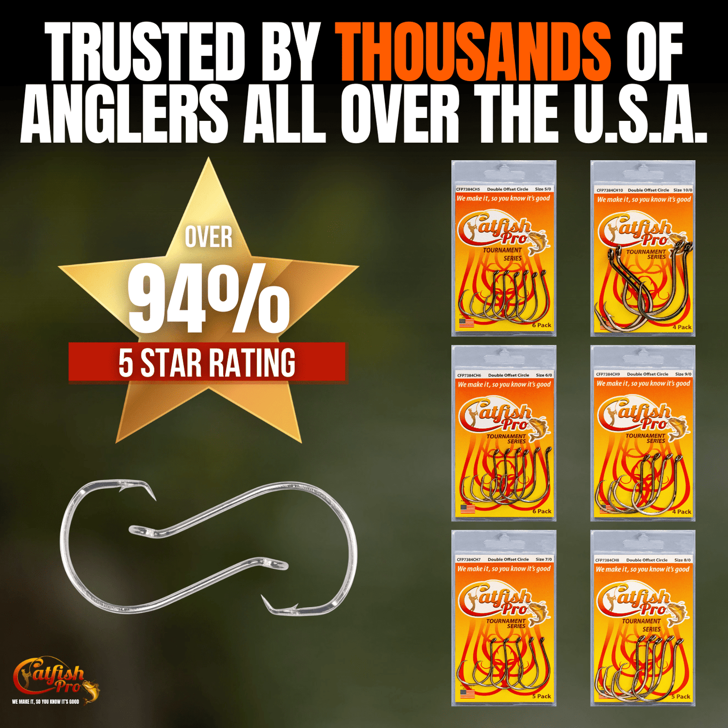 Catfish Pro Double Offset Circle Hooks 8/0