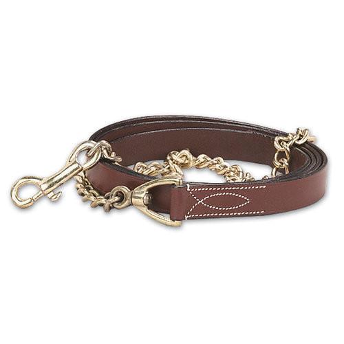 Bridles & Reins ExionPro Leather Lead with Single Brass Chain