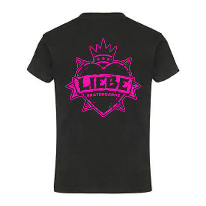 Liebe Punk Heart Youth T-Shirt - Black and Pink