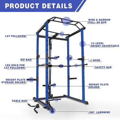 Core Sports & Fitness 1000 lbs. capacity Blue Multi-functional Power Cage
