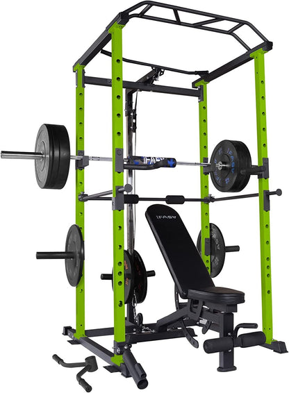 Core Sports & Fitness 210lb Green Home Gym Set Multi-functional Power Cage