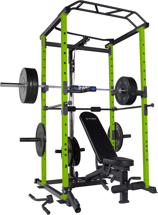Core Sports & Fitness 210lb Green Home Gym Set Multi-functional Power Cage