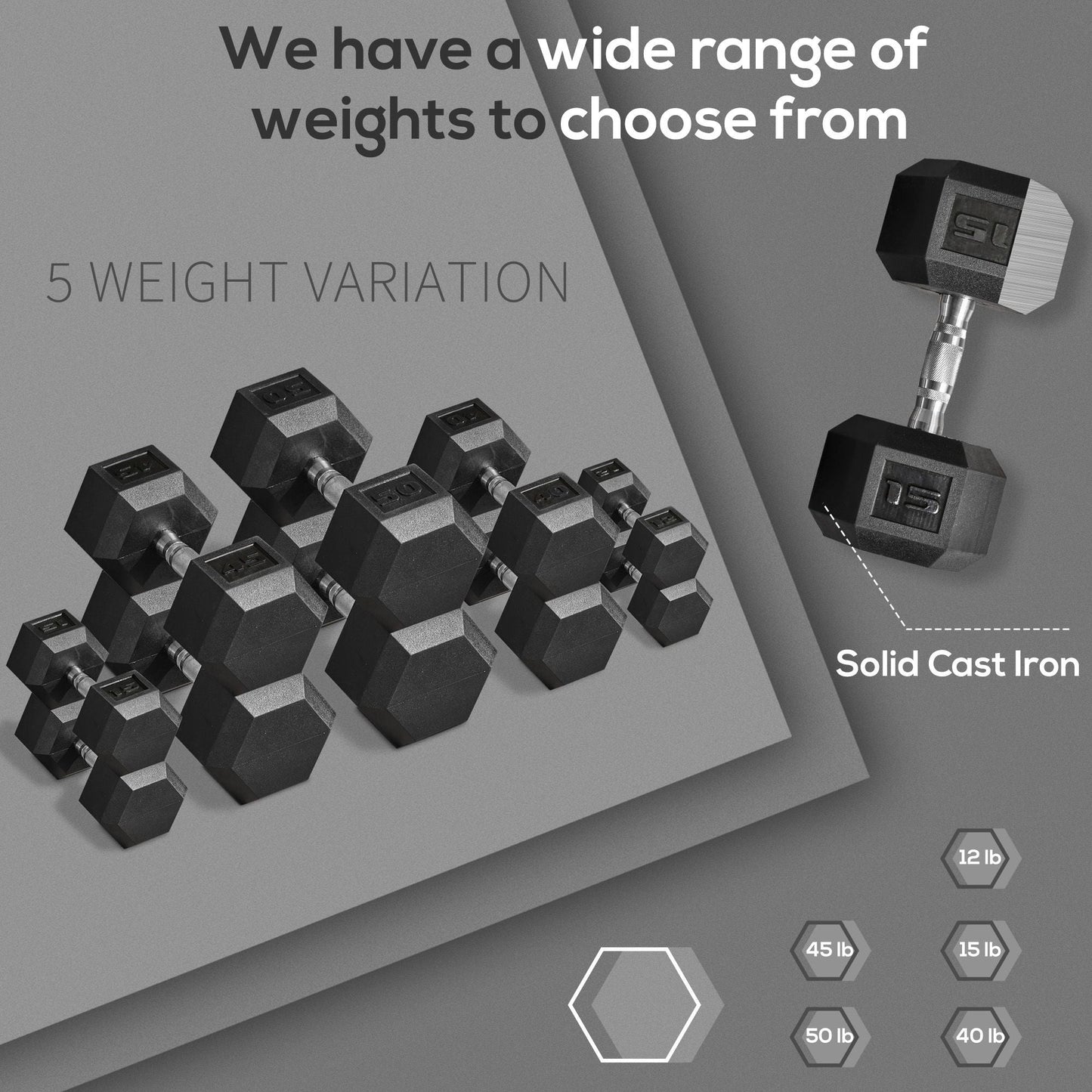 Core Sports & Fitness Soozier 2 x 15lbs Hex Dumbbell Set