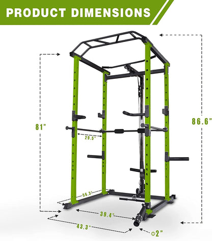 Core Sports & Fitness 210lb Green Home Gym Set Multi-functional Power Cage