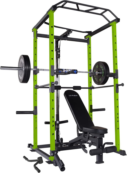 Core Sports & Fitness 100lb Green Home Gym Set Multi-functional Power Cage