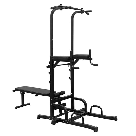 Core Sports & Fitness Power Tower with Bench Pull Up Tower Bar Dip Station
