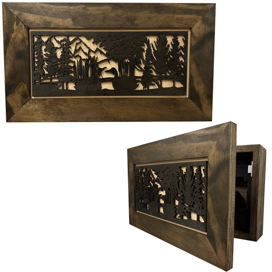 Bellewood Designs - Wood Gun Cabinet Ducks On A Pond Wall Decoration - Hidden Gun Safe To Securely Store Your Gun In Plain Sight by Bellewood Designs