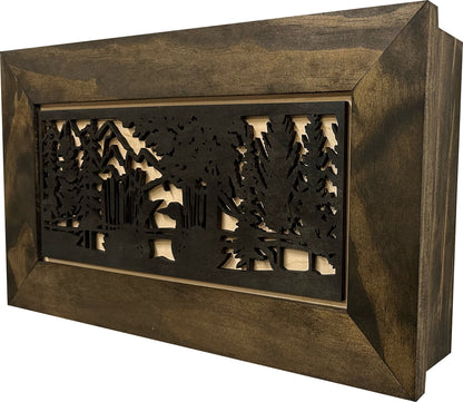 Bellewood Designs - Wood Gun Cabinet Ducks On A Pond Wall Decoration - Hidden Gun Safe To Securely Store Your Gun In Plain Sight by Bellewood Designs