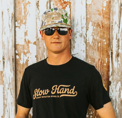 Cowboy Revolution Duck Camo Script “Cowboy Hat” - 5-panel Trucker Hat