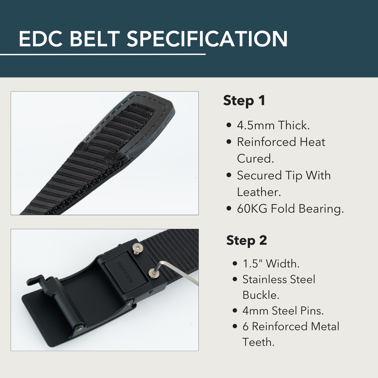 2ND AMEN Hero 1.0 EDC Belt 1.38" Width For Everyday Carry