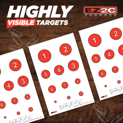 EZ2C Targets #20/RD7: Reducing Circles Paper Shooting Targets 11"x17" USA Made