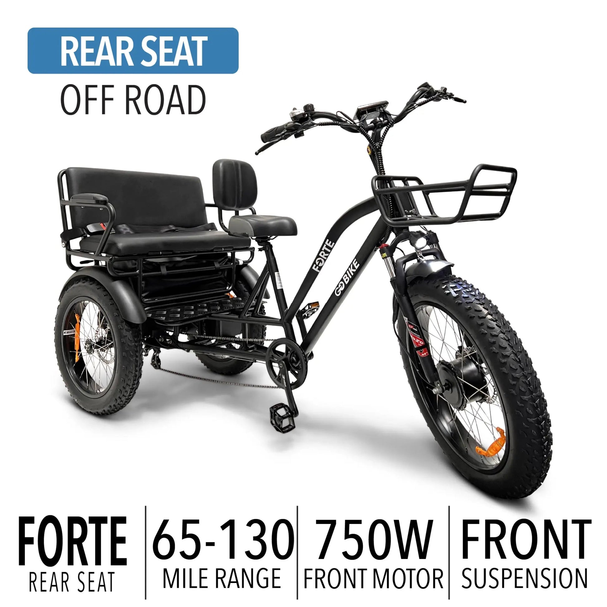 ElectricGOBIKE - FORTE Electric Tricycle with Rear Seat - Angler's Pro Tackle & Outdoors