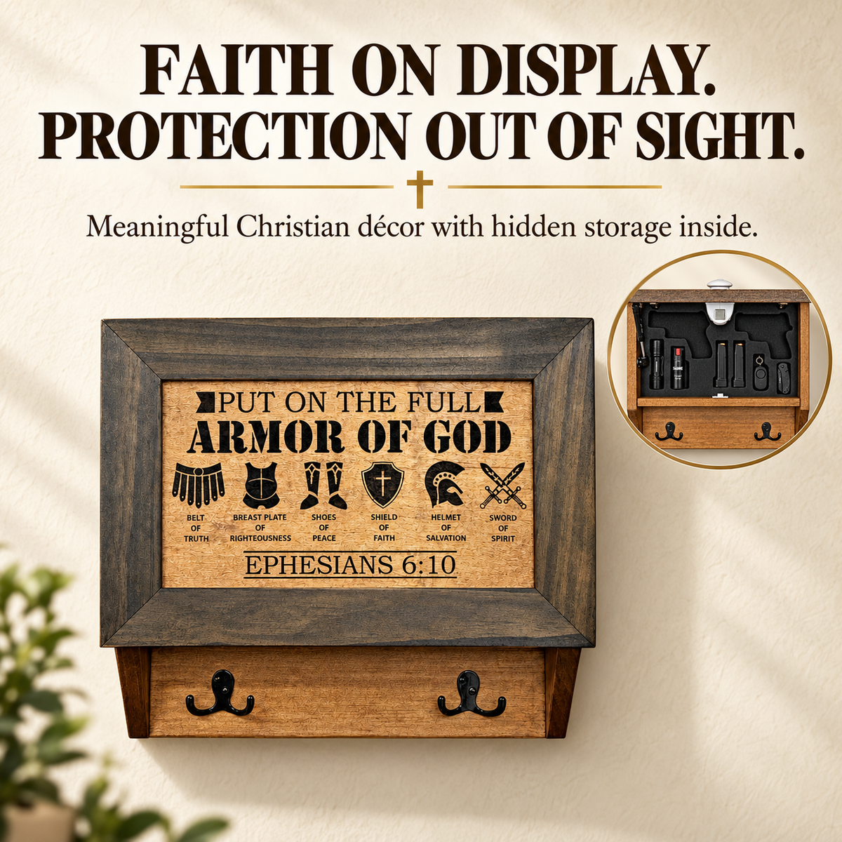 Bellewood Designs - Hidden Gun Cabinet Put On The Full Armor Of God