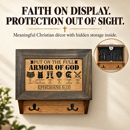 Bellewood Designs - Hidden Gun Cabinet Put On The Full Armor Of God
