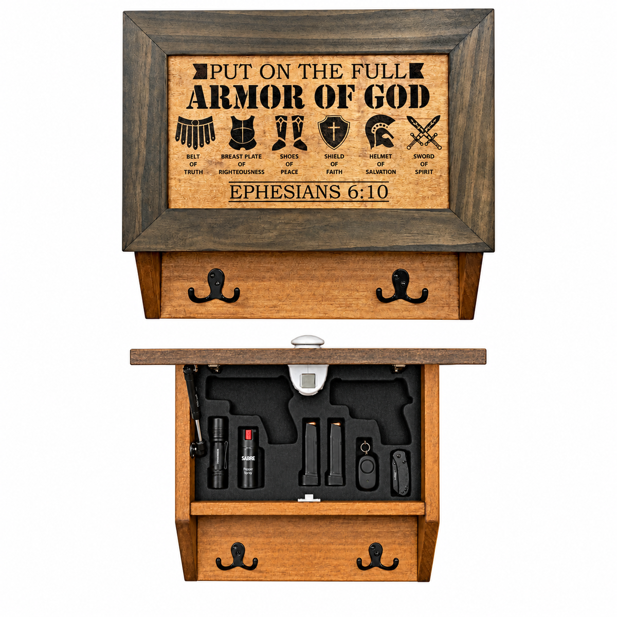 Bellewood Designs - Hidden Gun Cabinet Put On The Full Armor Of God