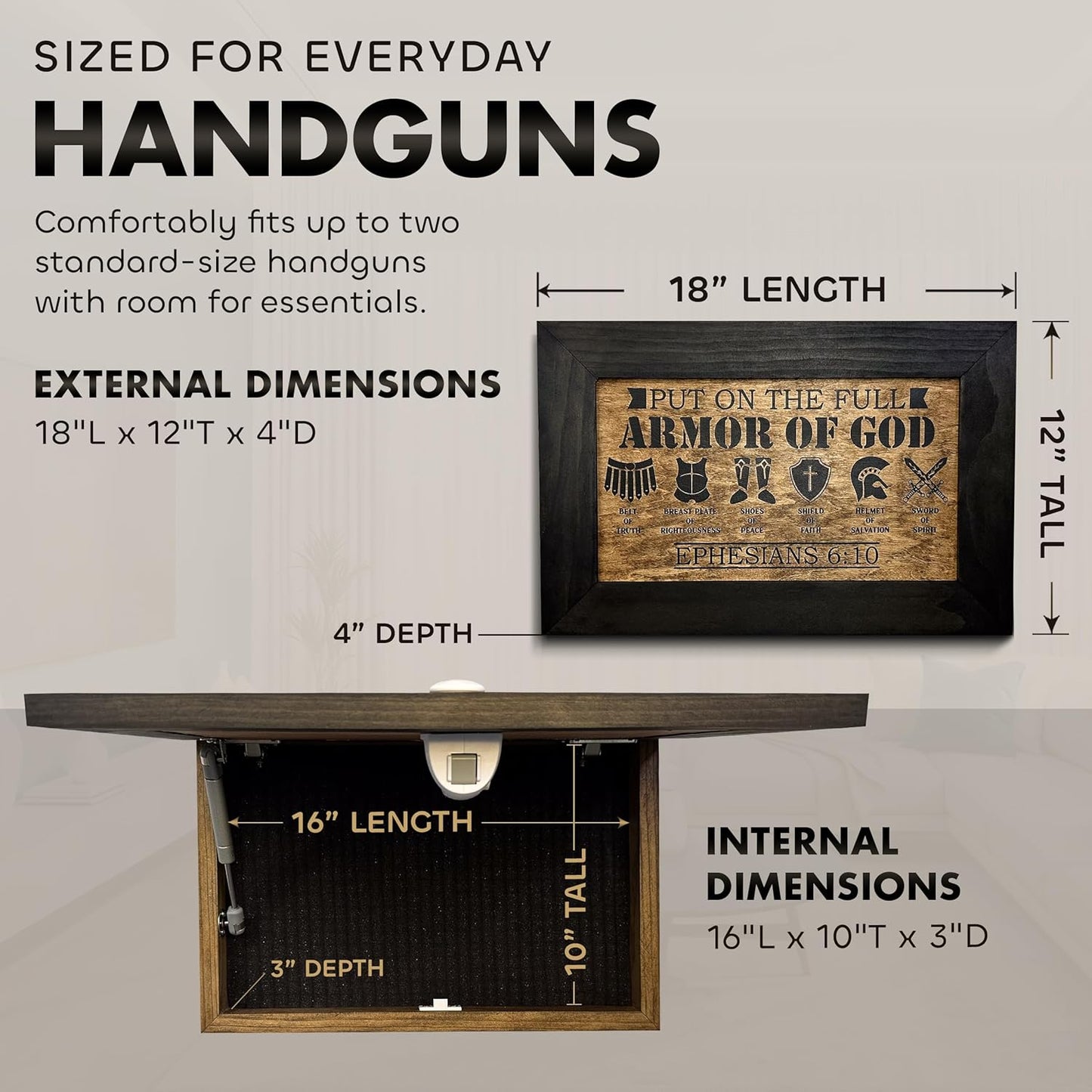 Bellewood Designs - Hidden Gun Cabinet Put On The Full Armor Of God
