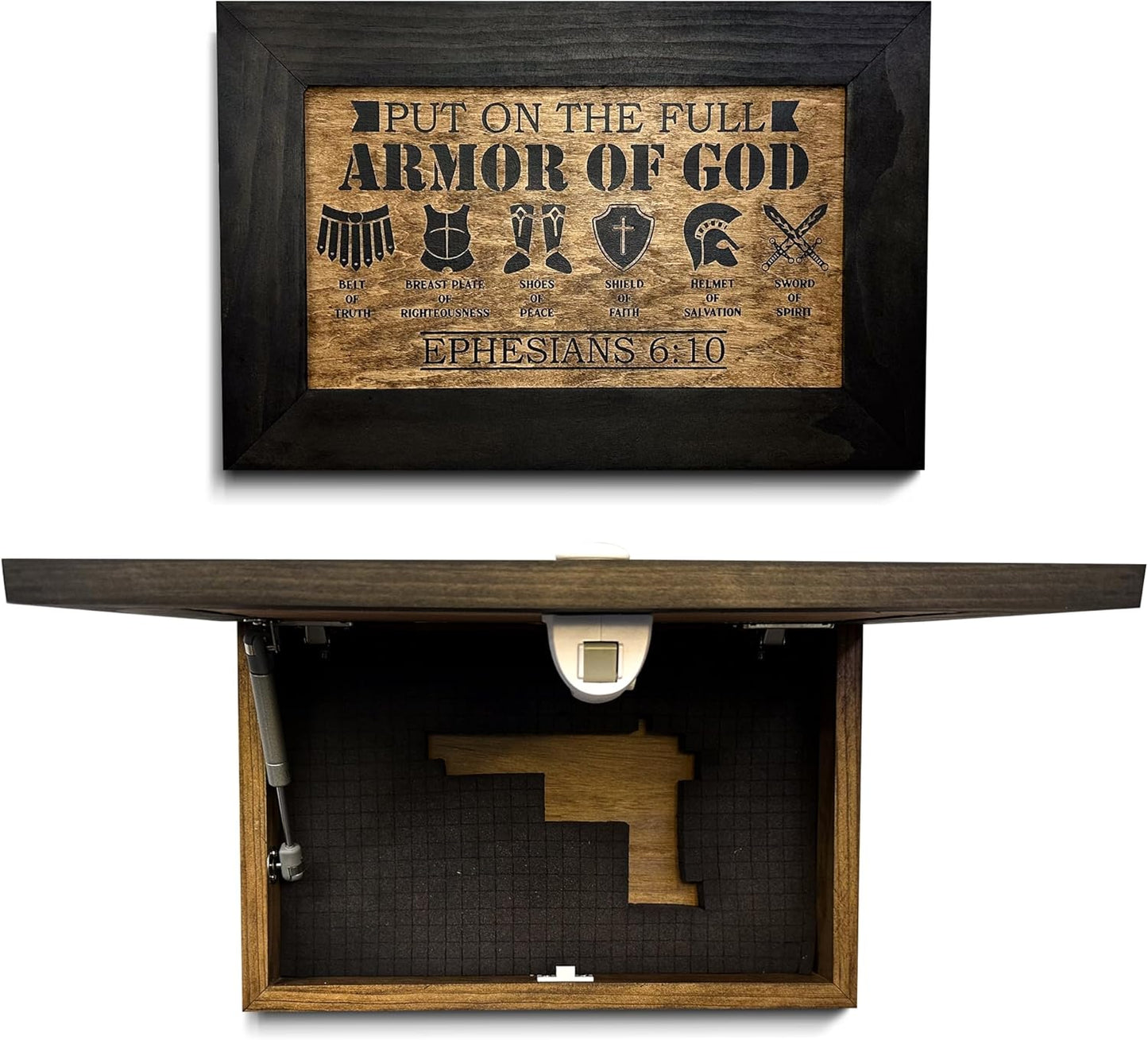 Bellewood Designs - Hidden Gun Cabinet Put On The Full Armor Of God