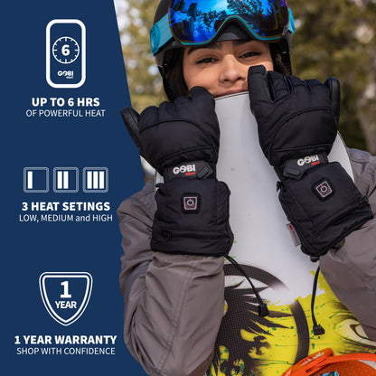 Gobi Heat Epic II Heated Ski Gloves (3500mAh USB-C batt)