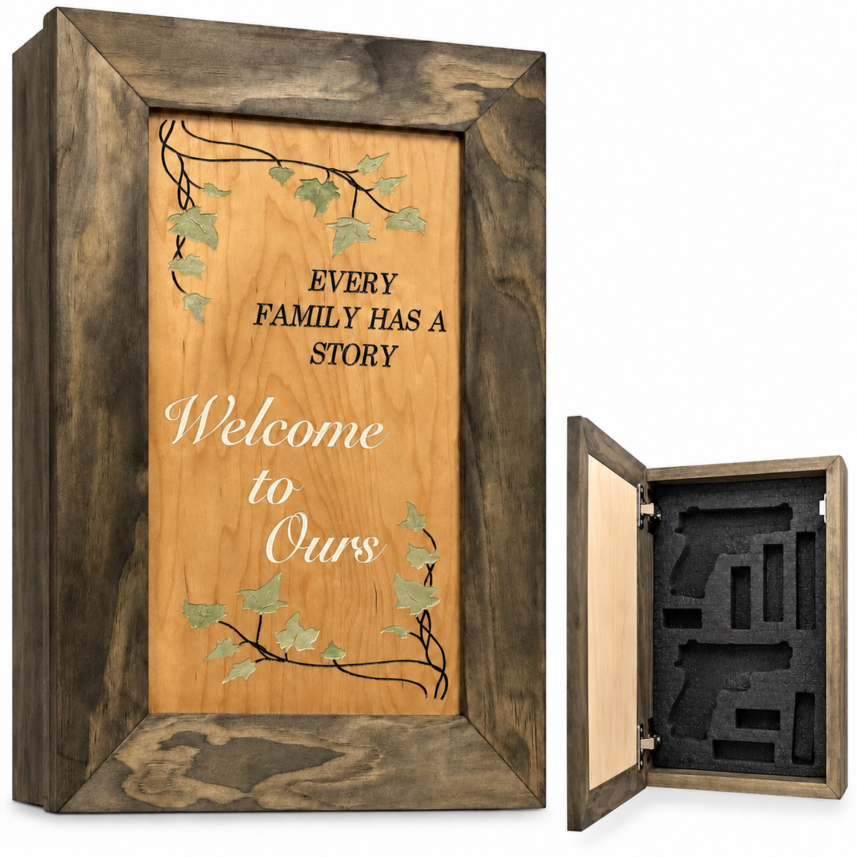 Bellewood Designs - Wooden Gun Safe Wall Mountable Decoration Every Family Has a Story Welcome to Ours …