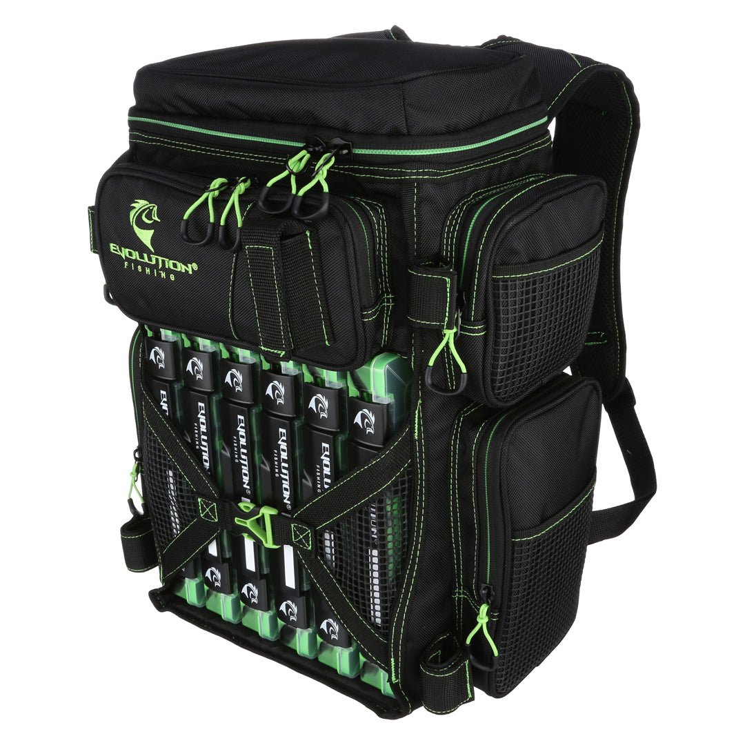 Evolution Outdoor Drift Series 3600 Tackle Backpack with Rod Holders & QuikLatch Trays - Angler's Pro Tackle & Outdoors